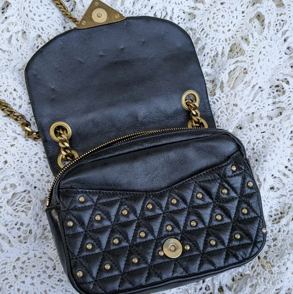 The Kooples Stella Studded Bag Black Leather + Brass Chain - Picture 5 of 17